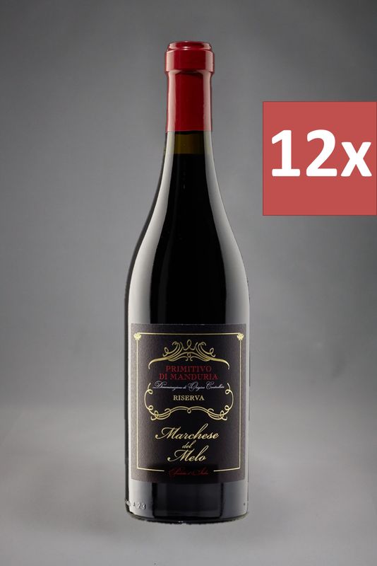 12 Fl. Marchese del Melo Primitivo di Manduria Riserva 2021 (12,77 €/l)