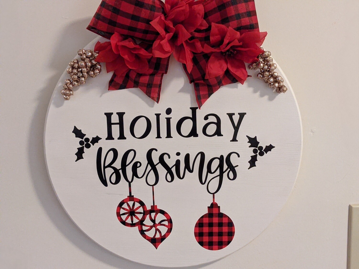 Holiday Blessings 12 Inch Solid Wood Door/Wall Hanger