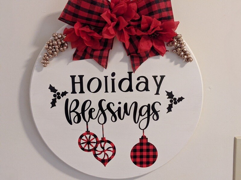 Holiday Blessings 12 Inch Solid Wood Door/Wall Hanger