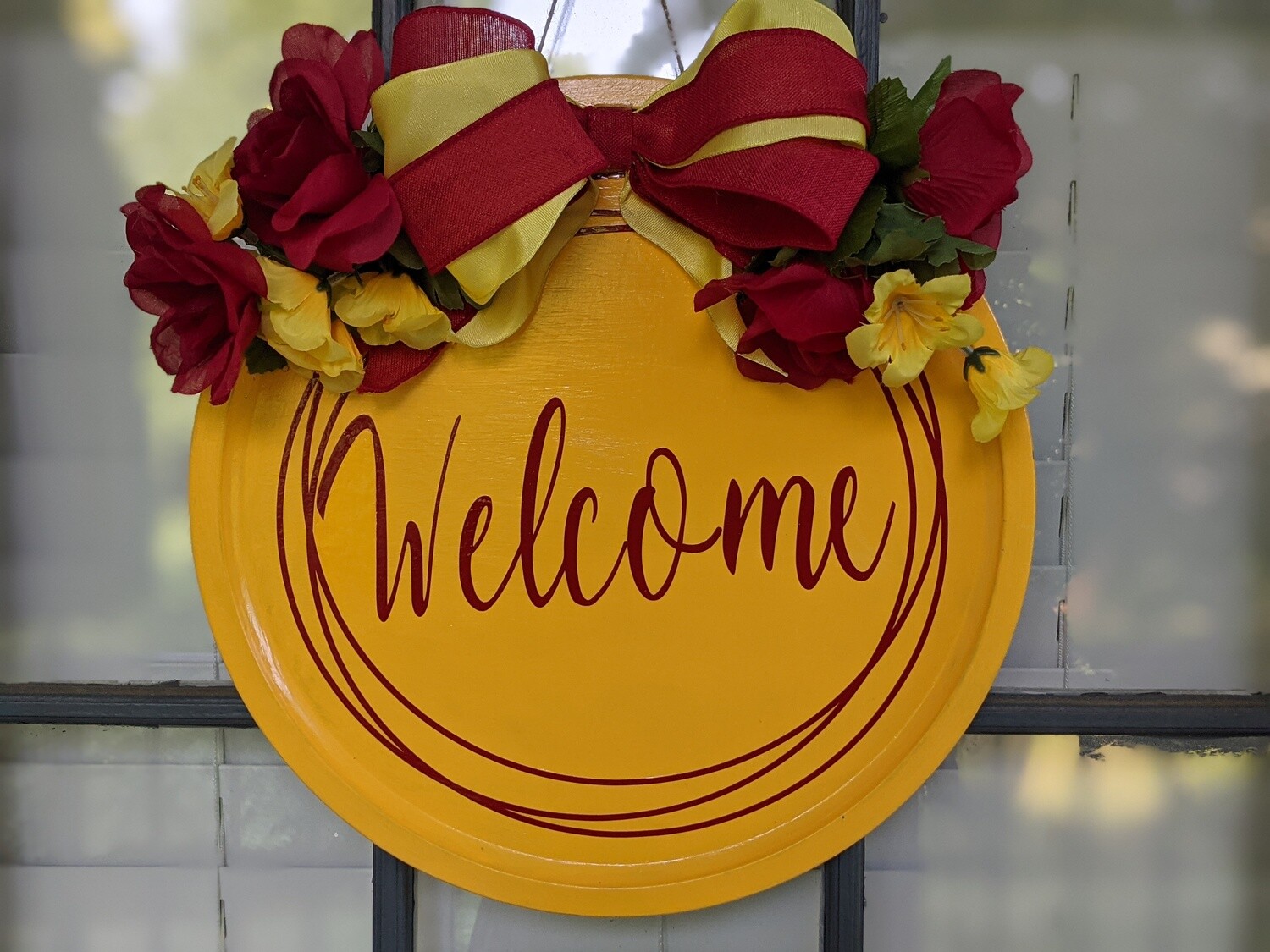 Metal Welcome Round Door Hanger, Front Door Hanger