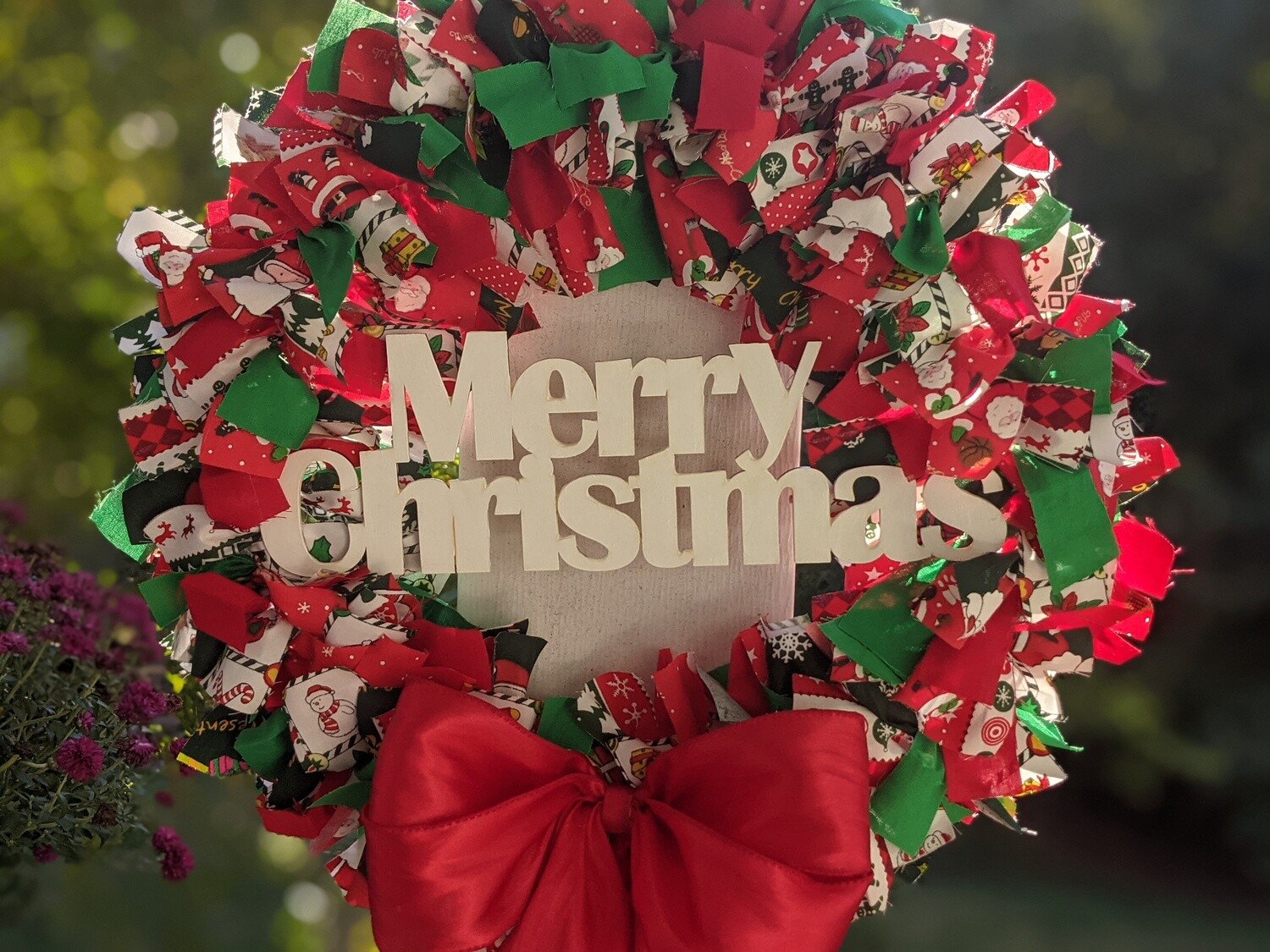 Merry Christmas Rag Wreath
