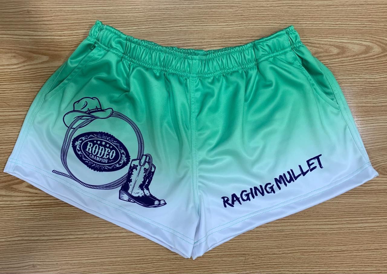 Footy Shorts Green Rodeo Boots/Rope