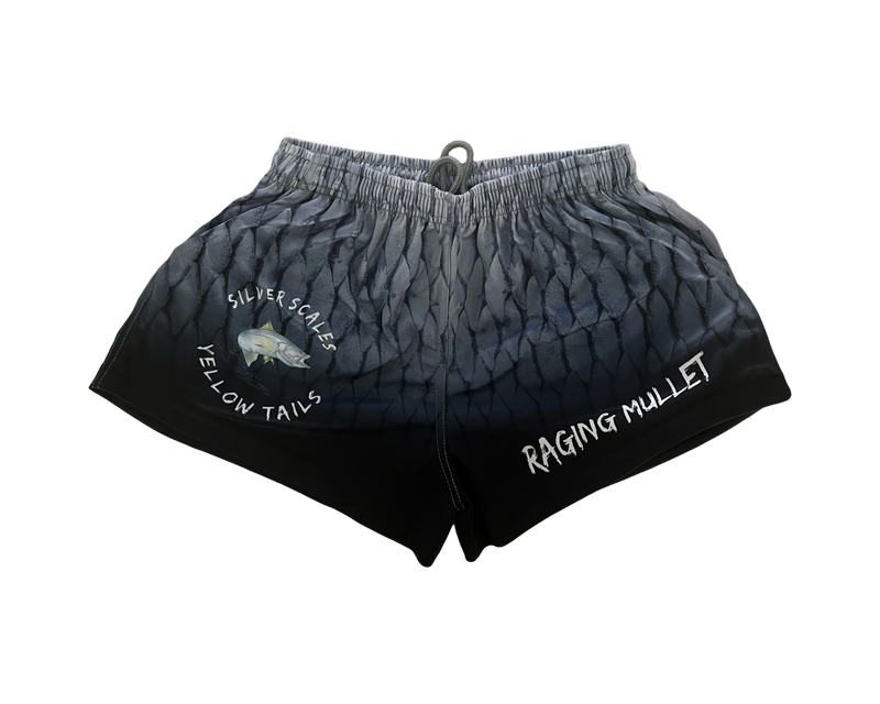 Barra Footy Shorts Yellow Tails Silver Scales
