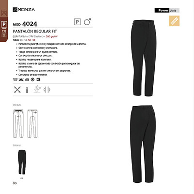 PANTALÓN CAMARERO CAB. SIN PINZAS 4024