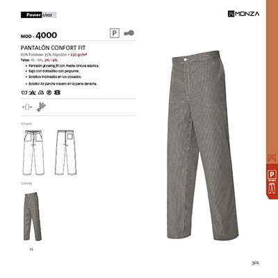 PANTALÓN COCINA  UNISEX  MOD. 4000