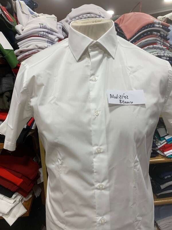 CAMISA CAB.ELASTICA BLANCA MANGA CORTA  SIN BOLSO  2142