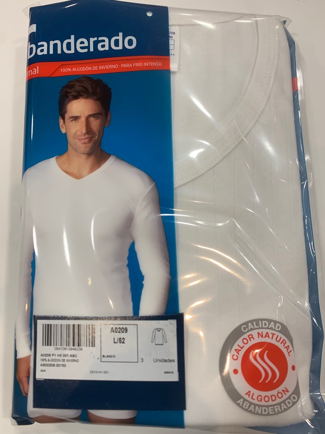Camiseta interior térmica m/l cuello V hombre algodón de invierno 100% mod.209