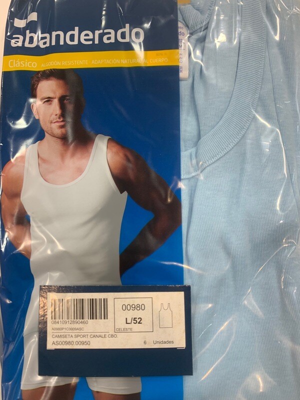 Camiseta interior tirantes hombre algodón 50% y poliéster 50% mod.980