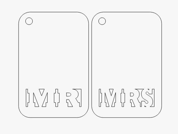 Mr and Mrs Keychain Tags