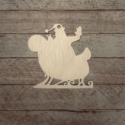 Santa's Sleigh Wood Ornament