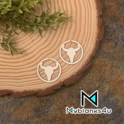 Round Buffalo Skull Earrings