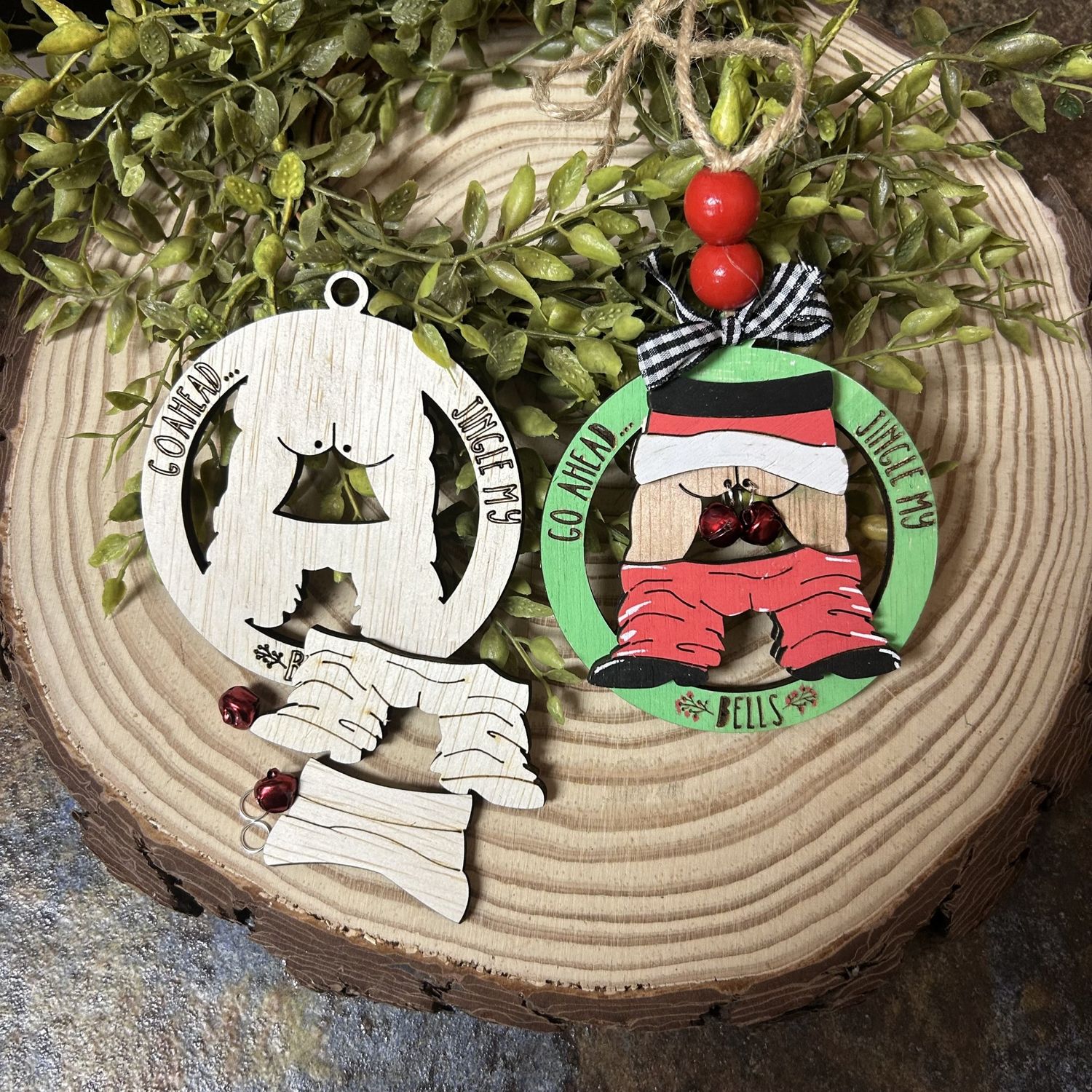 JINGLE MY BELLS Male Female Wooden Ornament