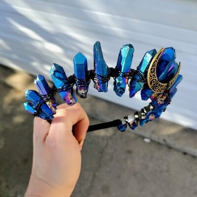 Large Crystal Quartz Healing Witch Crown