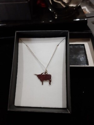 Long Horned Cow Silver pendant/chain
