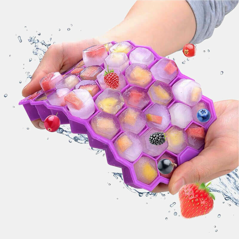 Flexible Honeycomb Silicone Food Grade Ice Cube Mold for Whiskey Cocktails, fruits and Ice Pops
