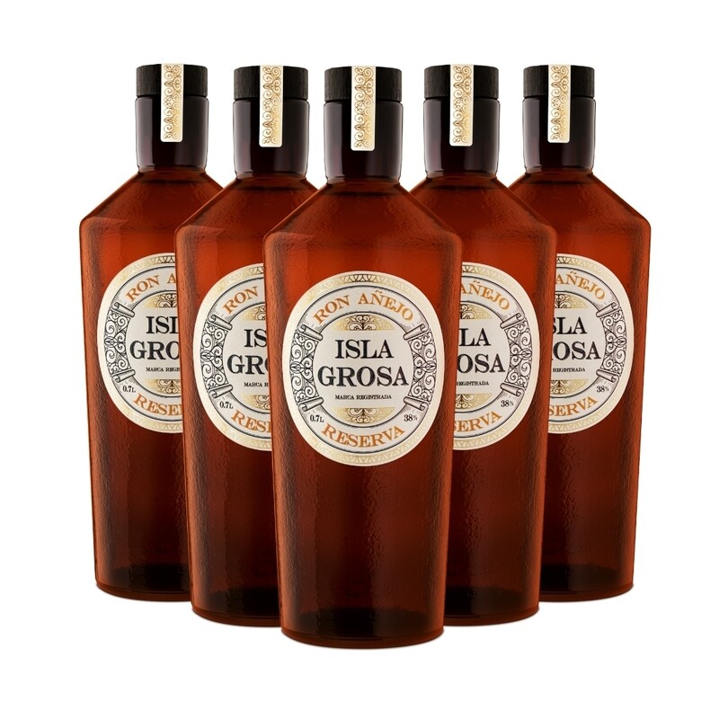 Caja de 6 unidades Ron añejo Isla Grosa 70cl