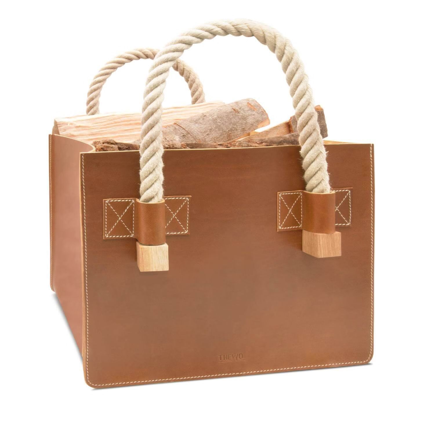 Kaminholztasche aus Leder