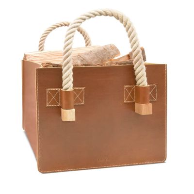 Kaminholztasche aus Leder Kaminholztasche aus Leder