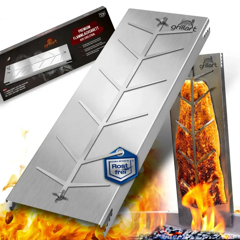 Flammlachsbrett aus Edelstahl