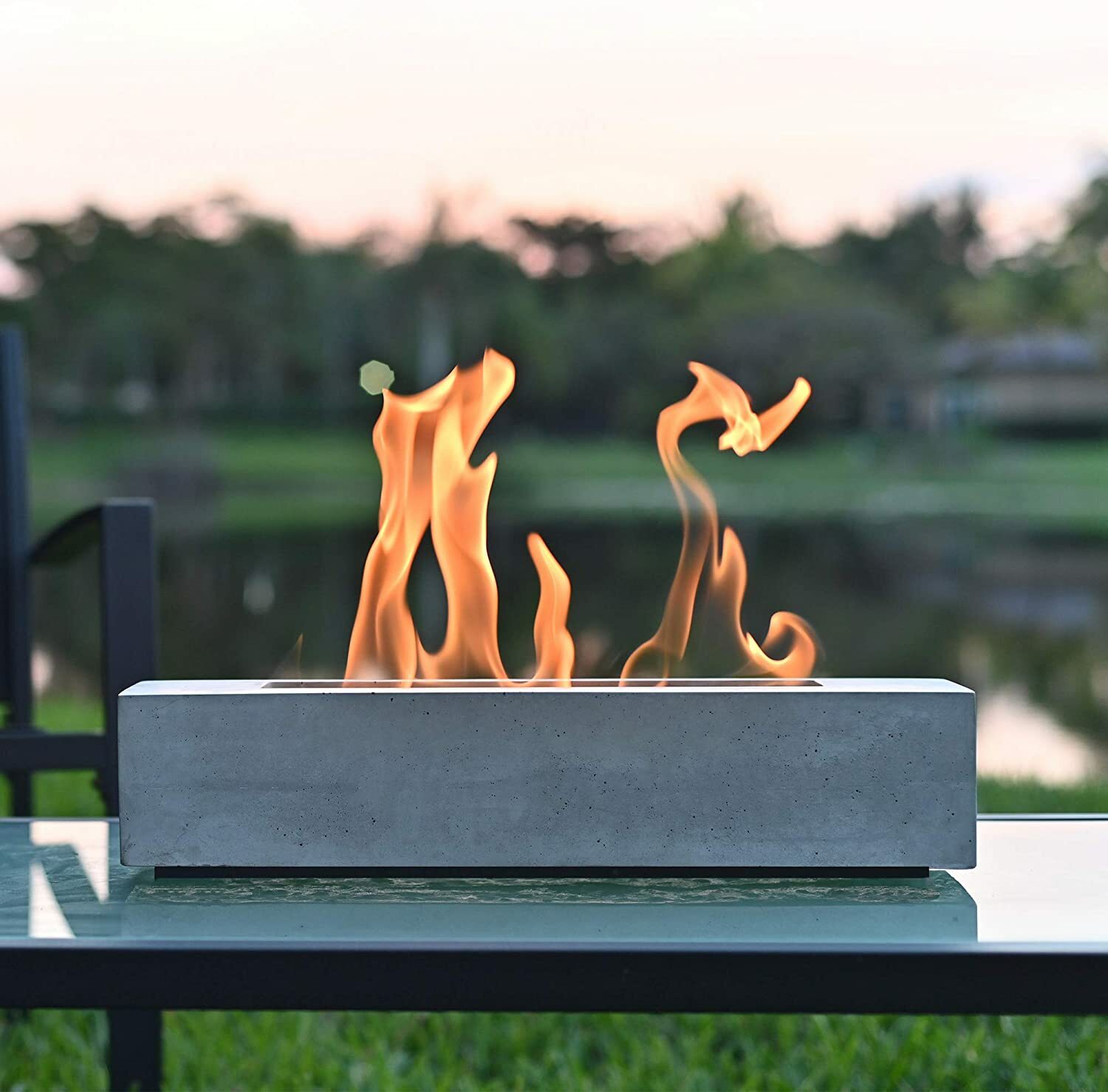 COLSEN Hex Small Tabletop Bio Ethanol Rubbing Alcohol Fireplace Indoor Outdoor Fire Pit Portable Fire Concrete Bowl Pot Fireplace