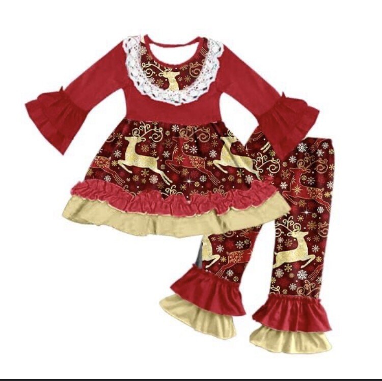 Girls Reindeer 2 Pc Outfit