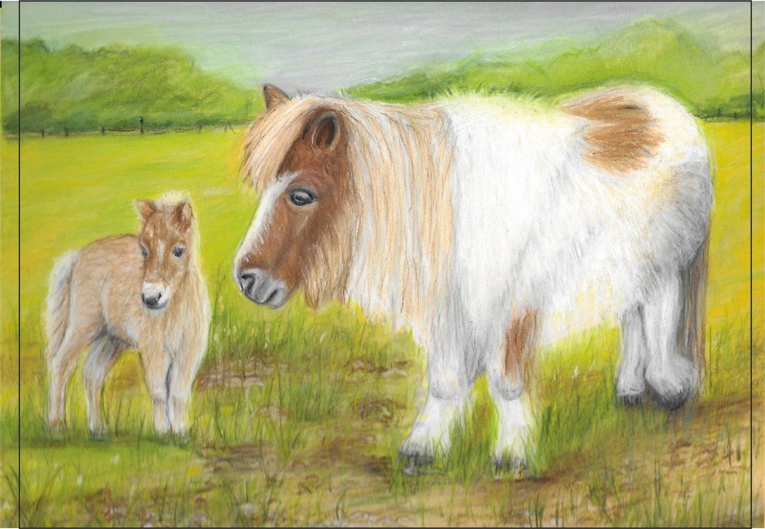 Postkarte "Pony-Mama mit Fohlen"