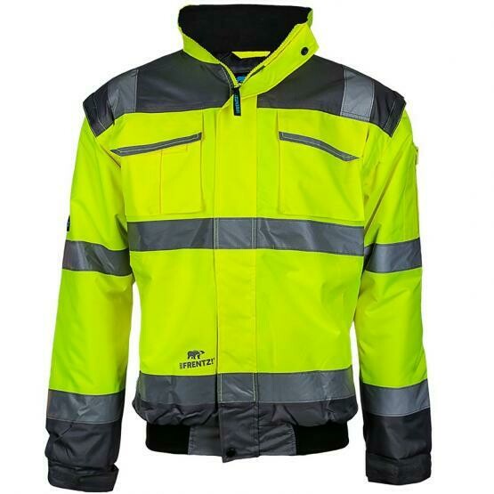 Warnschutz Pilotenjacke neongelb / grau, abnehmbare Ärmel