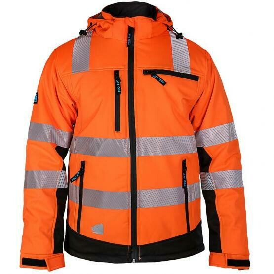 Winter Warnschutz-Softshelljacke neonorange / schwarz