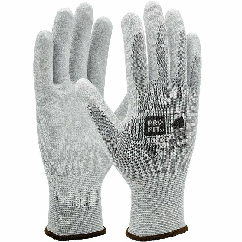 ESD PU-Handschuh, natur / weiß - 12 Paar