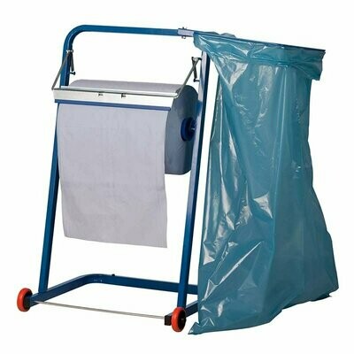 Bodenständer für Putzpapier inklusive Müllsackhalterung und Rollen, bis 40 cm