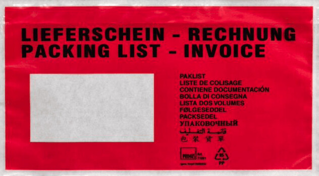 Versandtaschen - Lieferschein / Rechnung