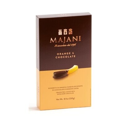 Scorzette di Arancia Candite ricoperte di Cioccolato Fondente Extra 230g - Majani