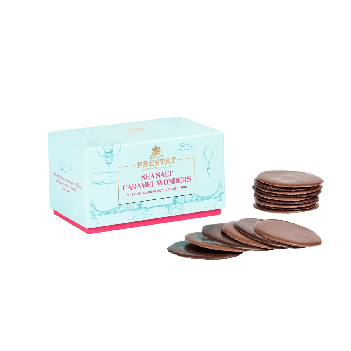 Sfoglie di cioccolato al latte e caramello/fondente e sale marino - PRESTAT   200g
