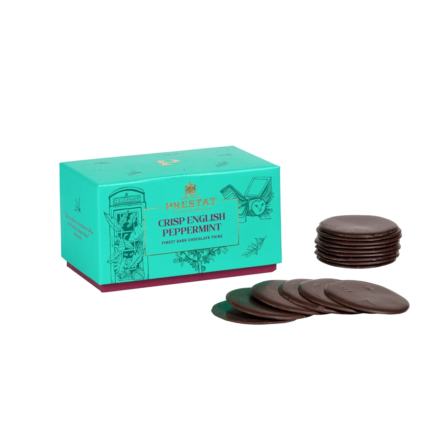 Sfoglie di cioccolato fondente con menta inglese - PRESTAT   200g