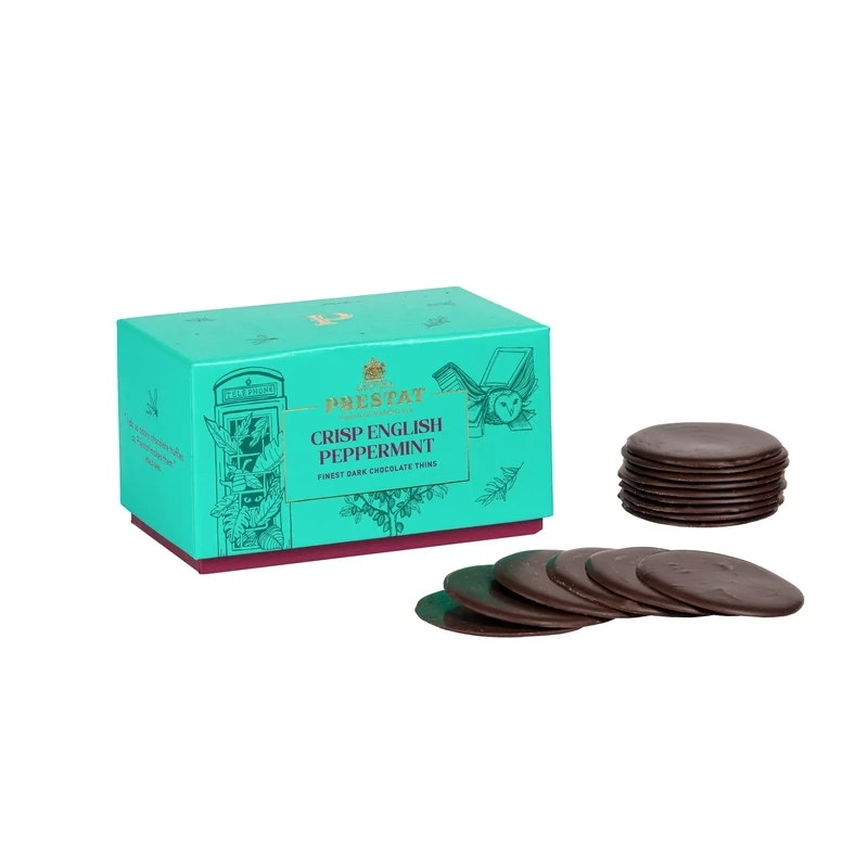 Sfoglie di cioccolato fondente con menta inglese - PRESTAT   200g