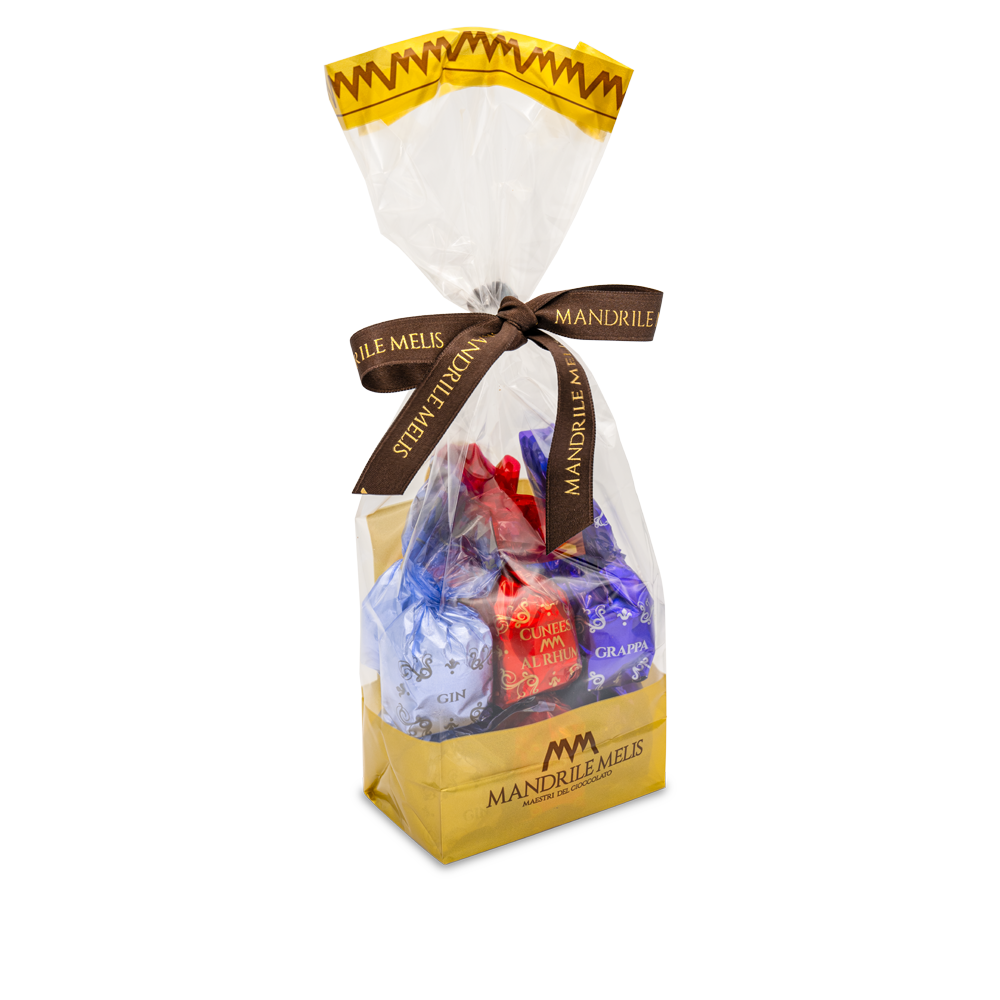 Mandrile Melis Cuneesi alla Grappa (4 pz)/Rhum(4 pz)/Gin (4 pz) 250 gr (sacchetto 12 pz)