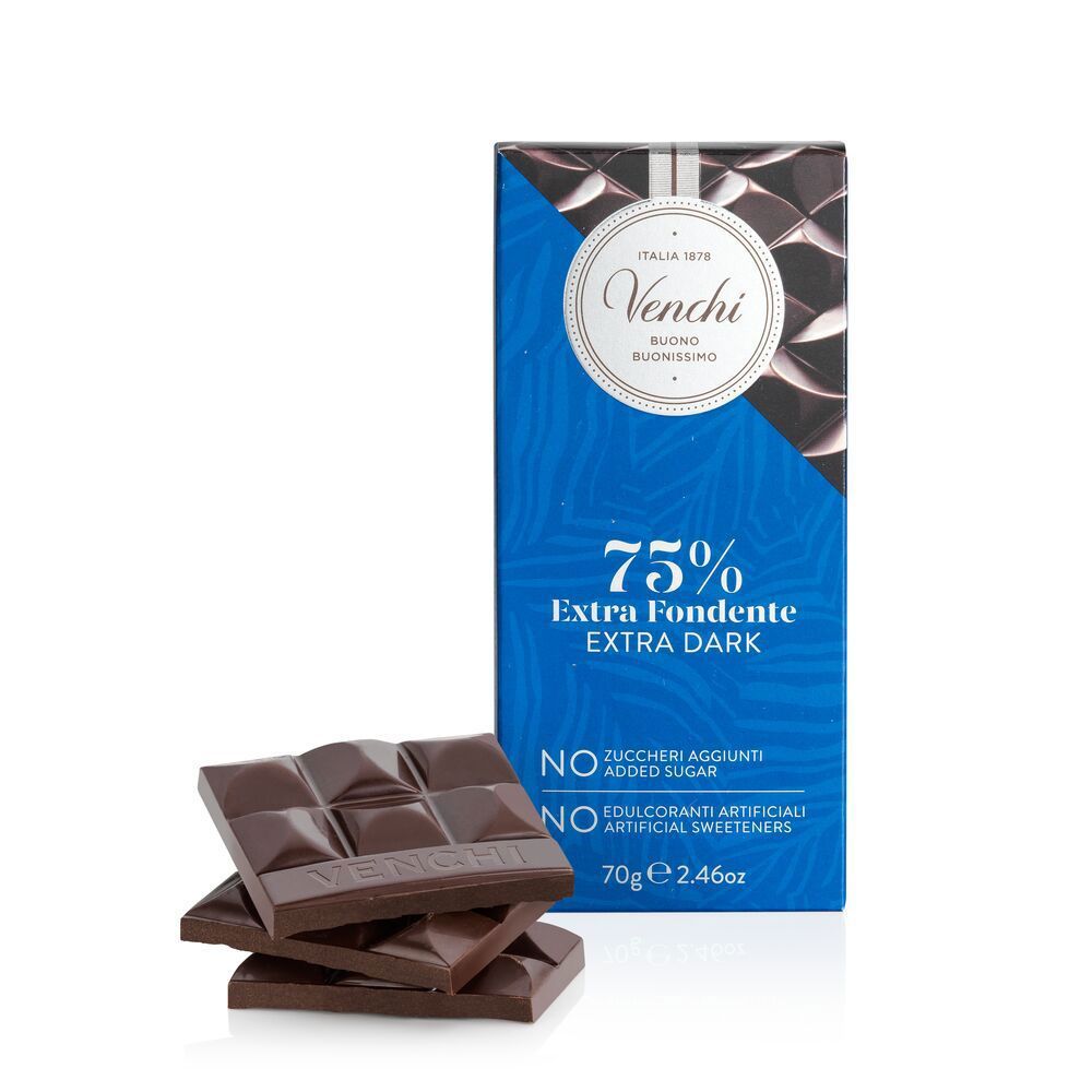Venchi Tavoletta Extra Fondente NO zuccheri aggiunti 75 % - 70 gr