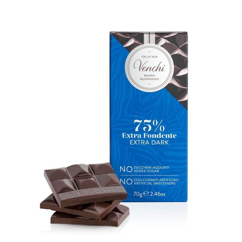 Venchi Tavoletta Extra Fondente NO zuccheri aggiunti 75 % - 70 gr