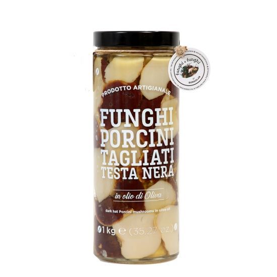 Borgolab Funghi Porcini Tagliati Testa Nera in Olio Extravergine di Oliva 1 Kg