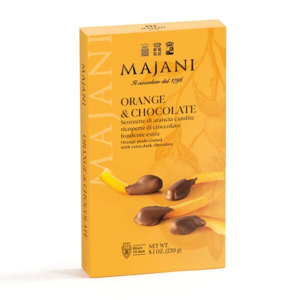 Majani Scorzette di Arancia Candite ricoperte di Cioccolato Fondente Extra 230g