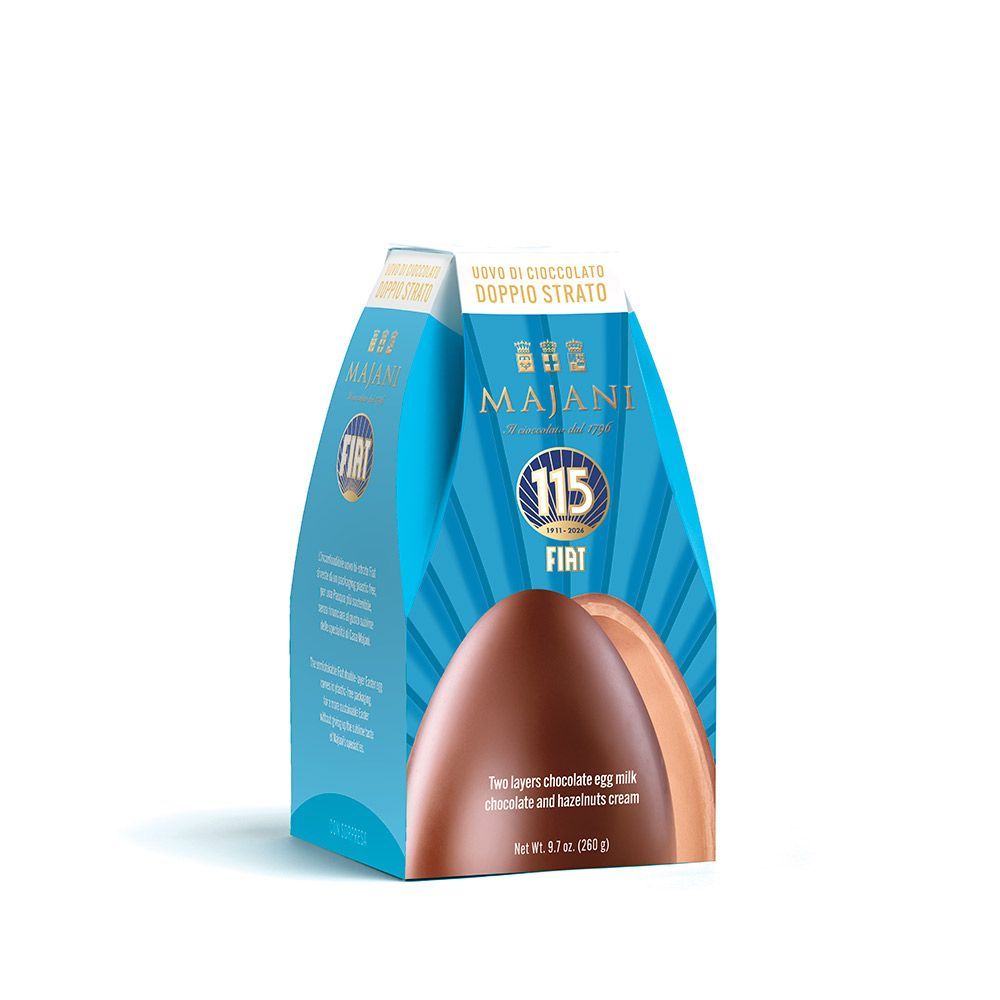 Majani Uovo FIAT di Finissimo Cioccolato al Latte con strato di crema alle nocciole 65 gr
