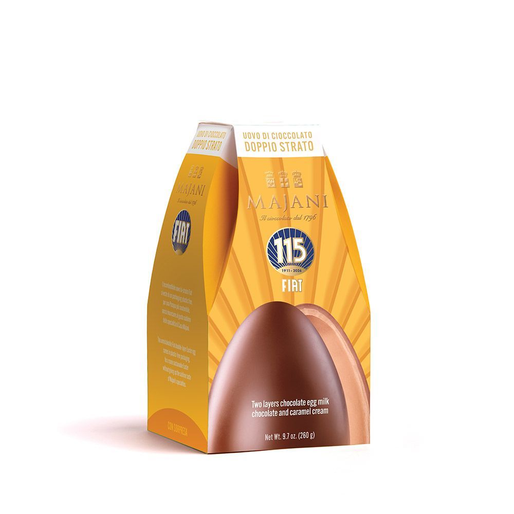 Majani Uovo FIAT di Finissimo Cioccolato al Latte con strato di crema al caramello 65 gr