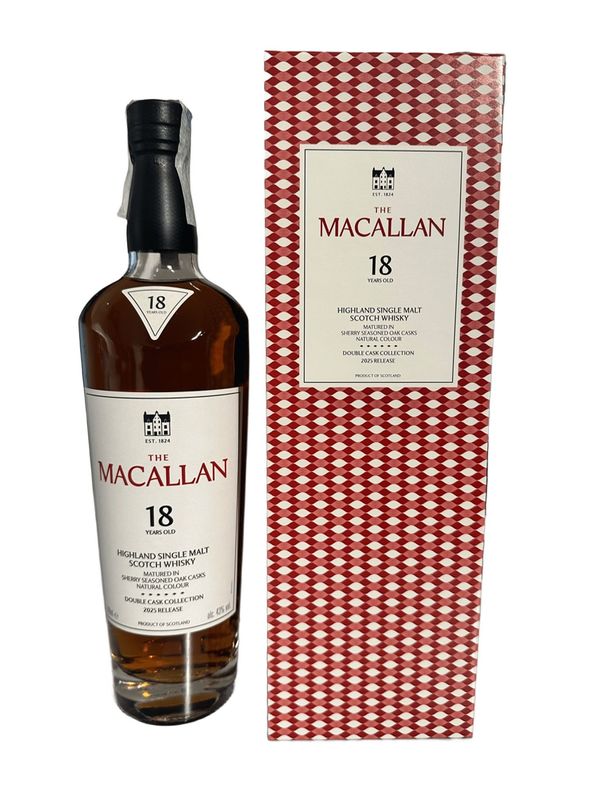 The Macallan 18 Y.O. Double Cask Collection 2025 Sherry Seasoned OAK Cask Natural Color 70 cl / 43° Malt Scozia Astuccio