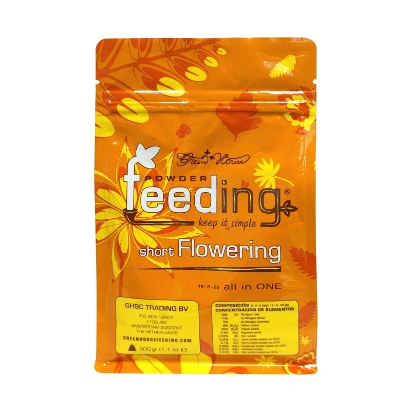 GREEN HOUSE POWDER FEEDING SHORT FLOWERING 500 GR (BOLSA)