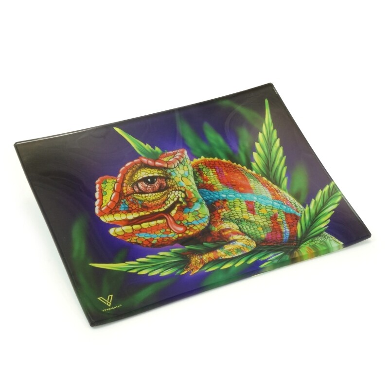 BANDEJA DE CRISTAL PARA LIAR V-SYNDICATE STONED CHAMELEON PEQUEÑA (16X12CM)