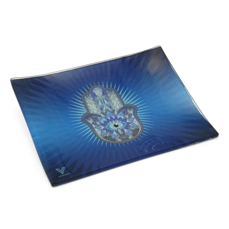 BANDEJA DE CRISTAL PARA LIAR V-SYNDICATE HAMSA BLUE PEQUEÑA (16X12CM)