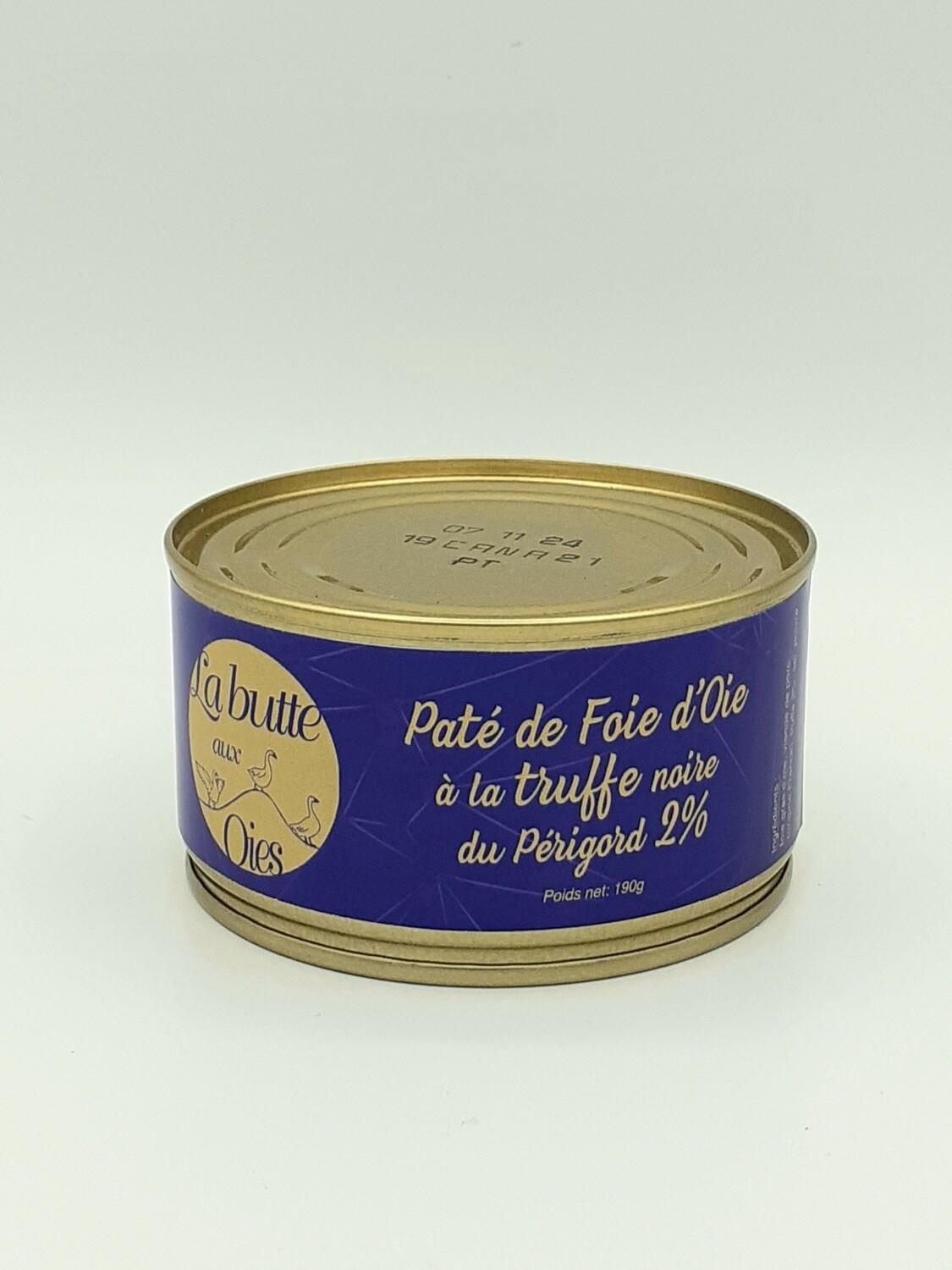 PATE DE FOIE GRAS D&#39;OIE A LA TRUFFE NOIRE DU PERIGORD 2% 190g