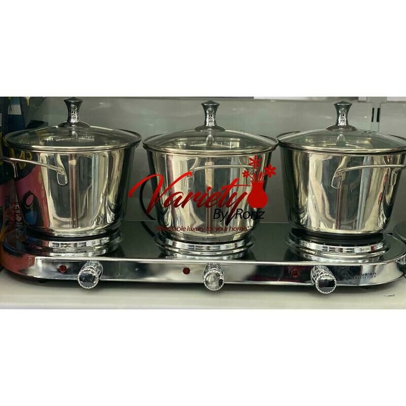 3 Silver Cook Pot Kitchen Set