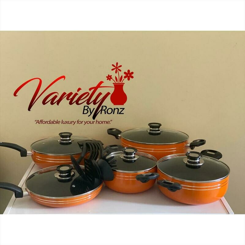 5 Orange Cook Pot Kitchen Set