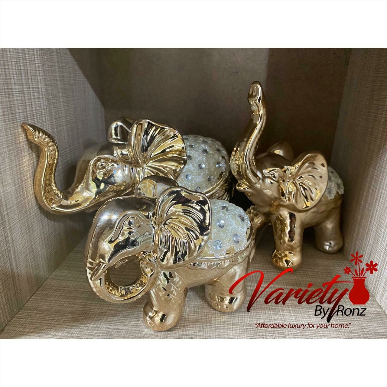 Gold Miniature Elephant Family